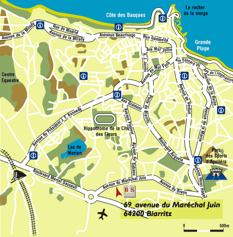 A map of the schools location, 69 avenue du Marechal Juin, 64200 Biarritz